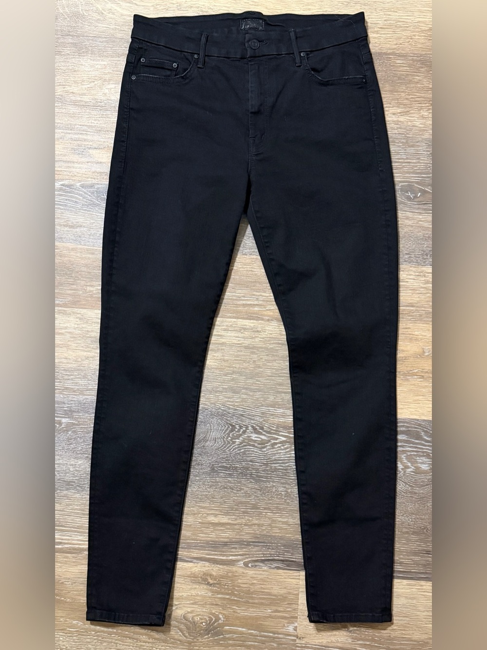 MOTHER The High Waisted Looker Jeans Size 31 Not Guilty Black Skinny Denim